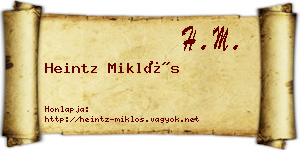 Heintz Miklós névjegykártya