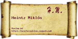 Heintz Miklós névjegykártya